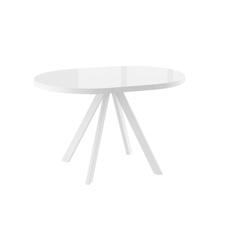 Стол RONDO-90, круглый раздвижной со стеклом 90(125), БЕЛЫЙ ОПТИВАЙТ/БЕЛЫЙ) RONDO 90